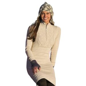 ATHLETA Sawtooth Sweater Dress in Cream